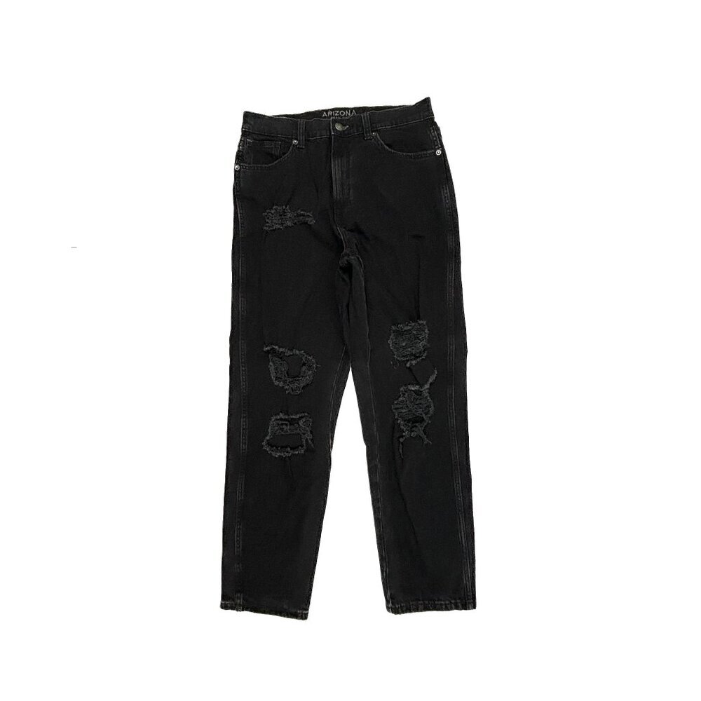 Arizona High Rise Mom Jean Distresed Women's size 13 Black Denim Jeans